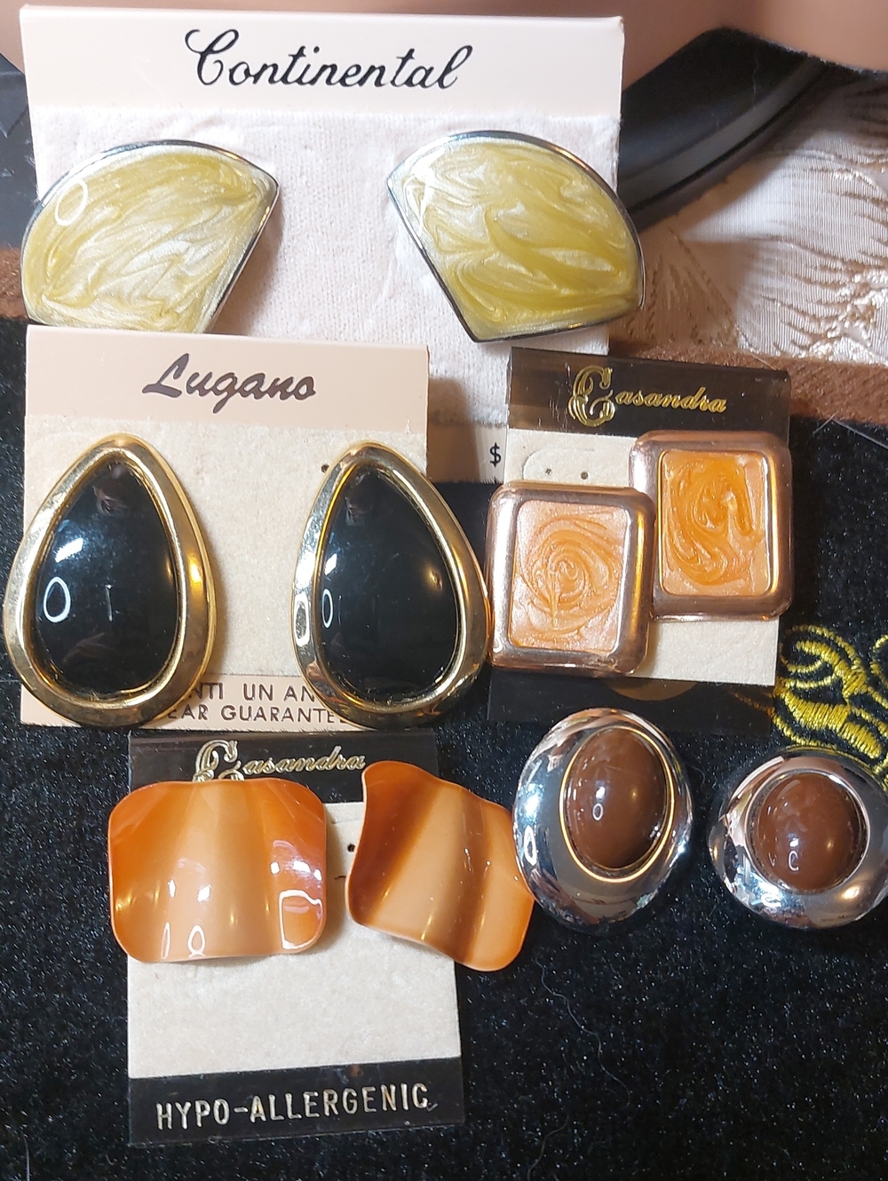 Vintage Retro 1980s Statement Earrings Lot - 5 Pairs Pierced Neutrals Earthtones